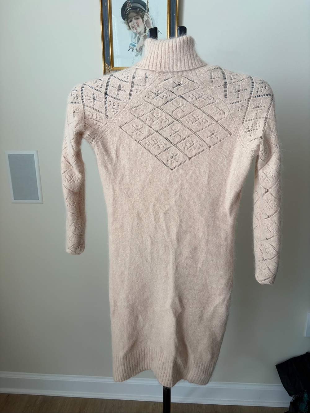 Moda International L Blush Angora Blend Turtleneck Sweater Dress